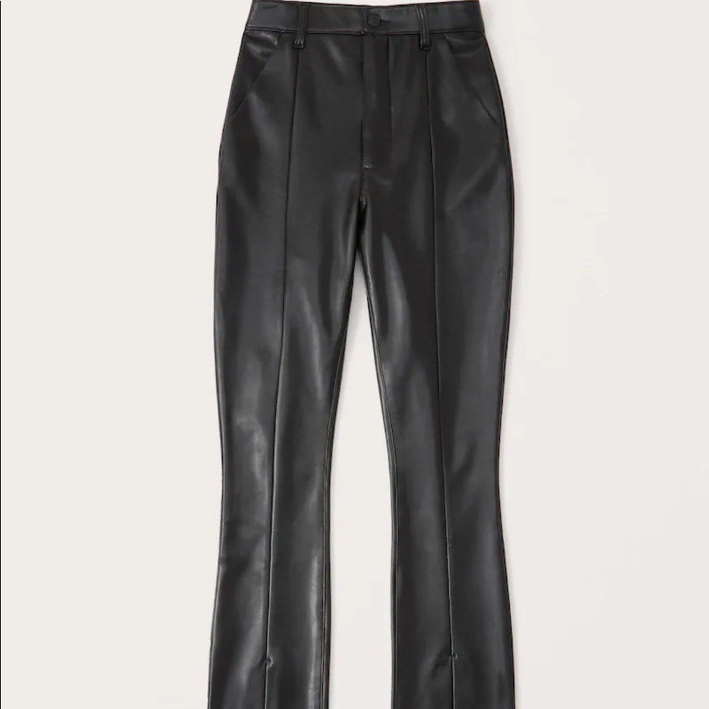 Vegan Leather Split-Hem Pants